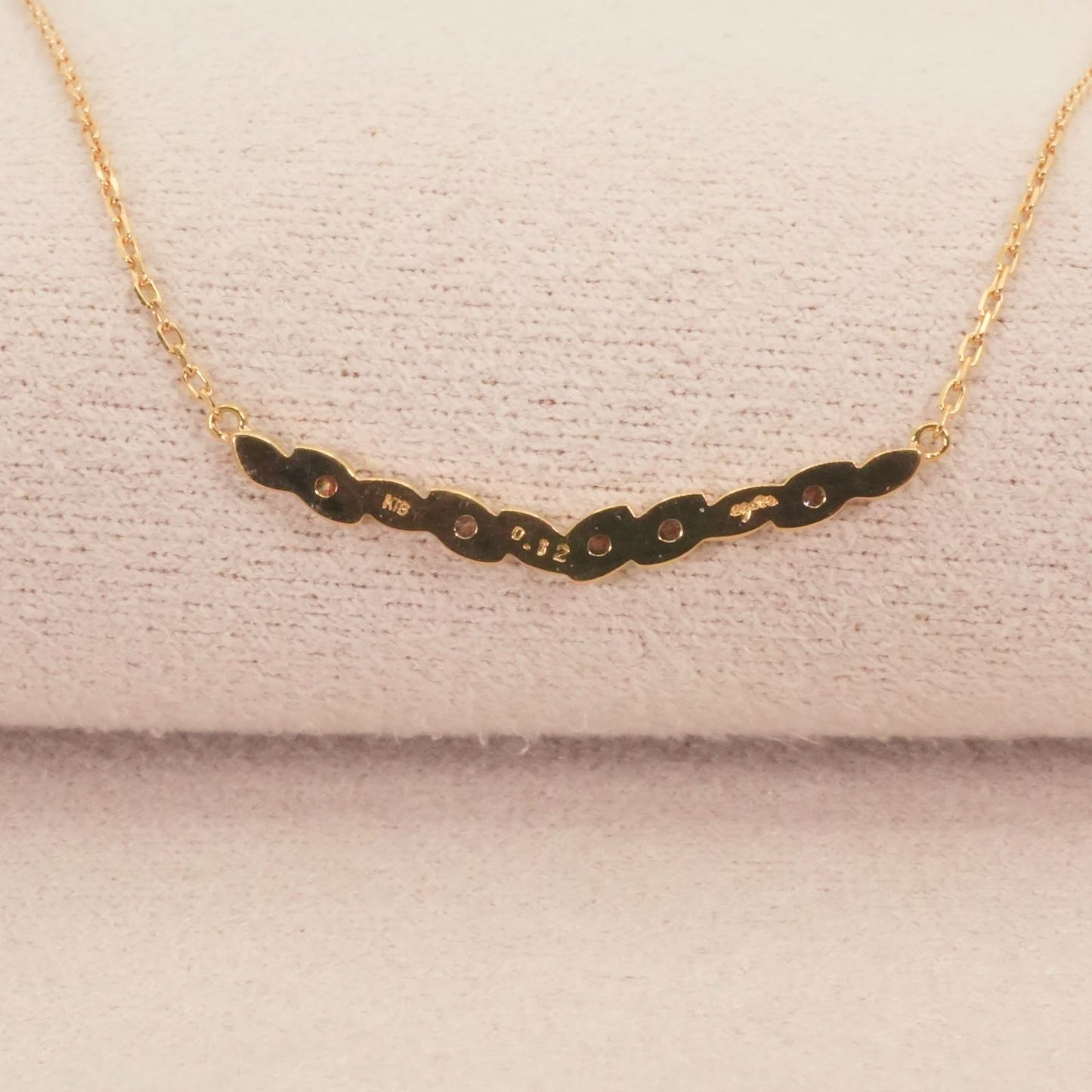 Agate K18 Diamond V Line Necklace 24-4403 with 0.12ct diamonds on a white background