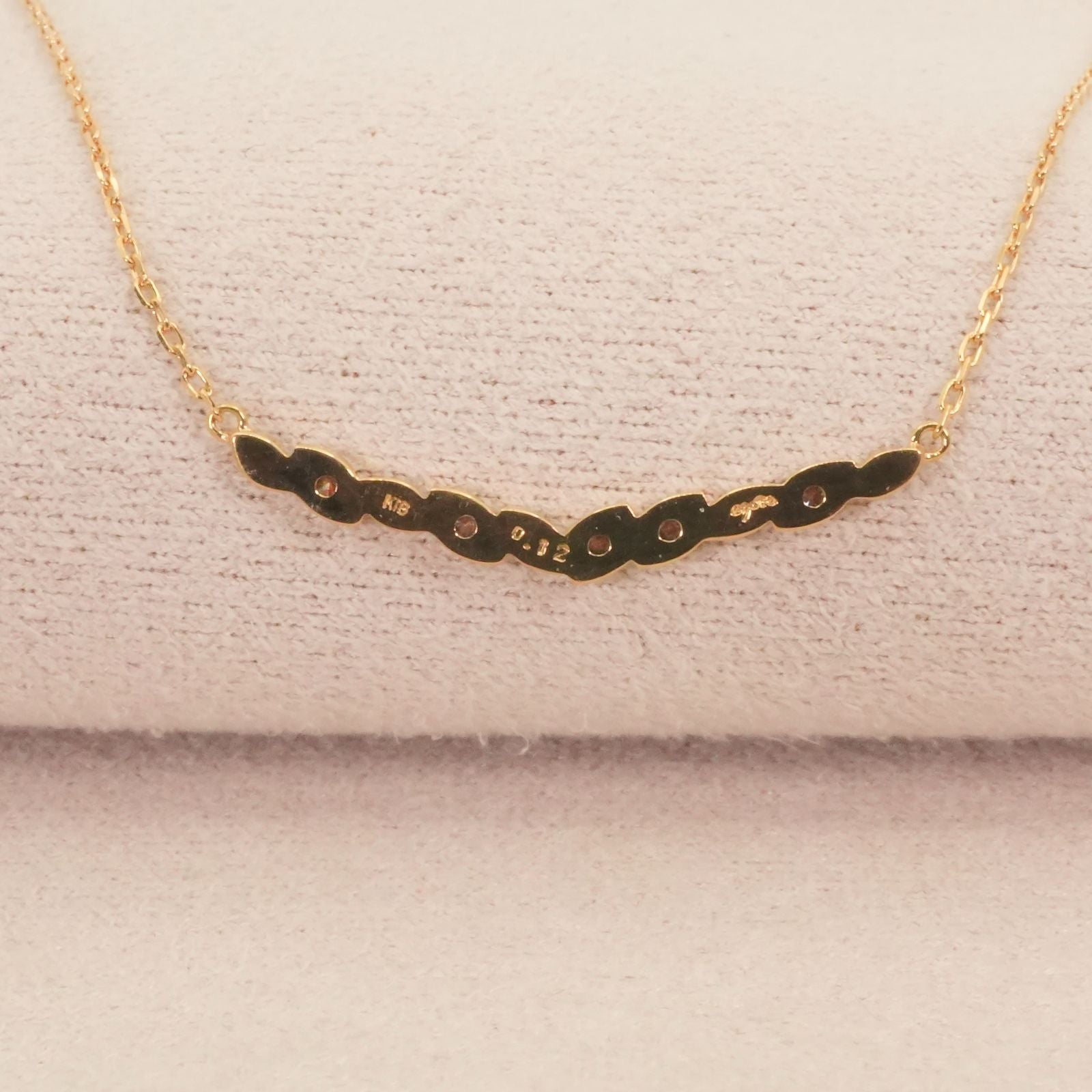 Agate K18 Diamond V Line Necklace 24-4403 with 0.12ct diamonds on a white background