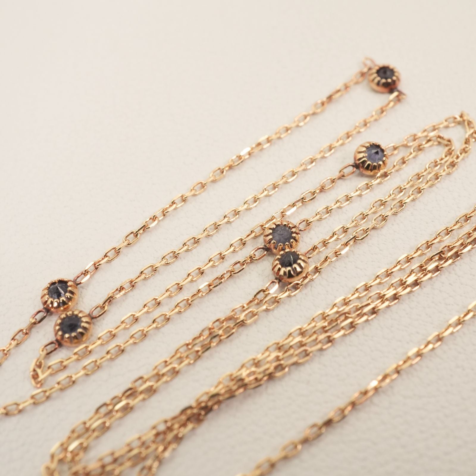 Agete Dreamy Sapphire Station Necklace 26-0797 featuring K10 gold and sapphire stones