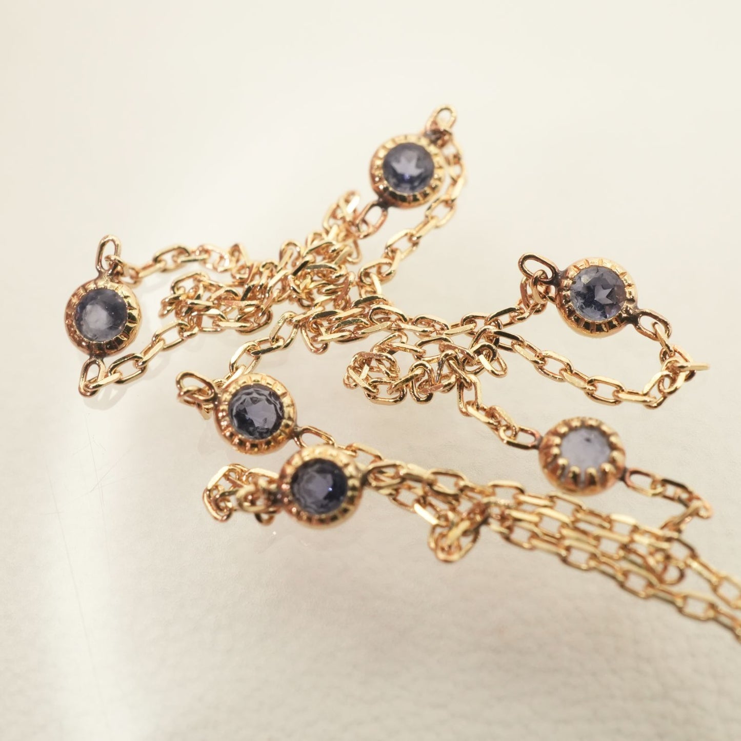 Agete Dreamy Sapphire Station Necklace 26-0797 featuring K10 gold and sapphire stones