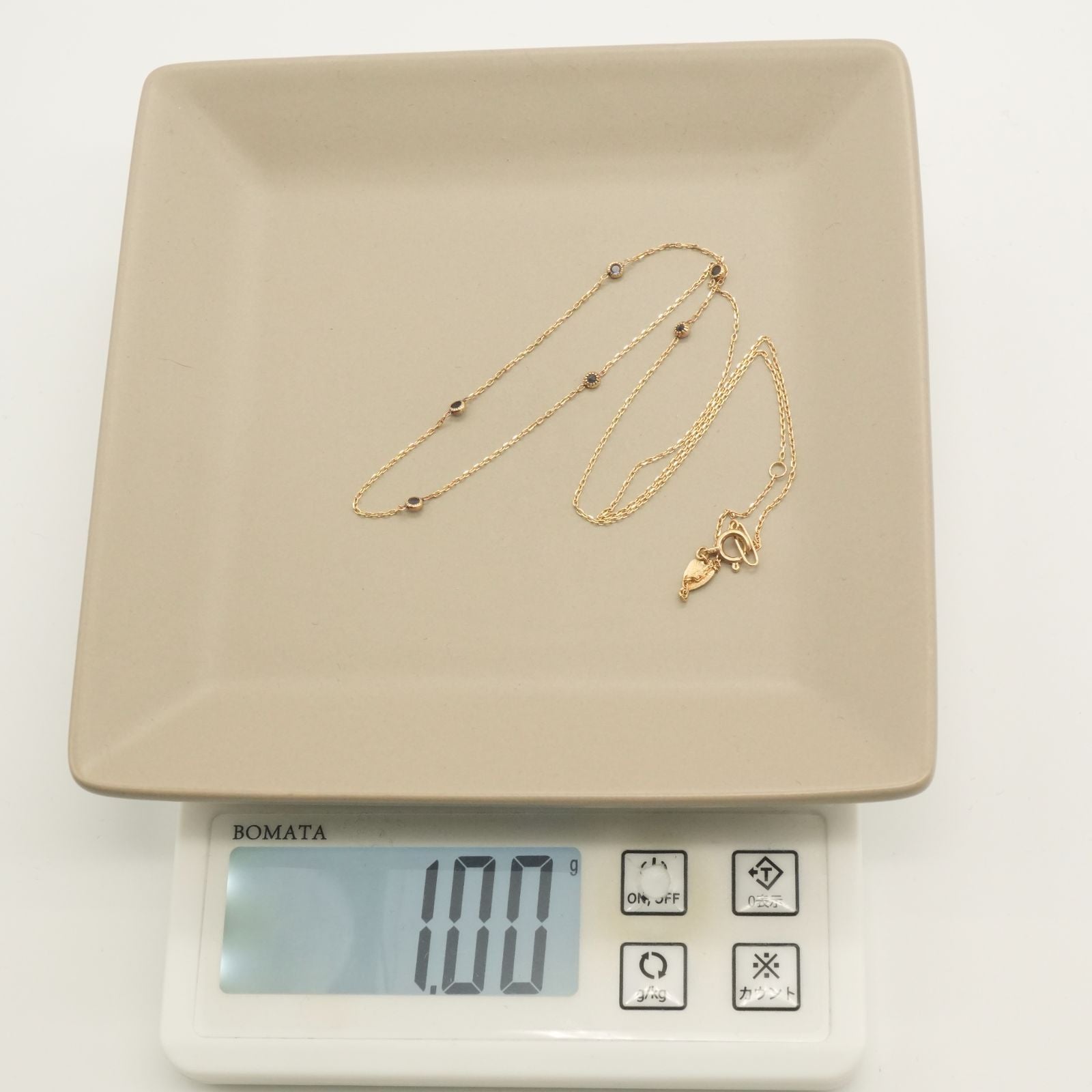 Agete Dreamy Sapphire Station Necklace 26-0797 featuring K10 gold and sapphire stones