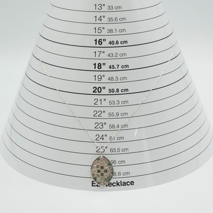 Agate Silver Shell Oval Marquis SV Necklace with silver and shell detail, worn look, displayed on white background