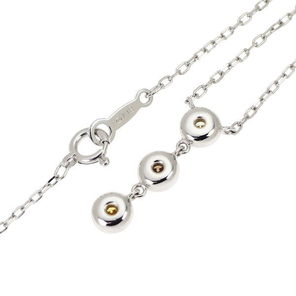 Mikimoto K18 white gold pendant necklace with three color diamonds totaling 0.16ct on a 39.5cm chain
