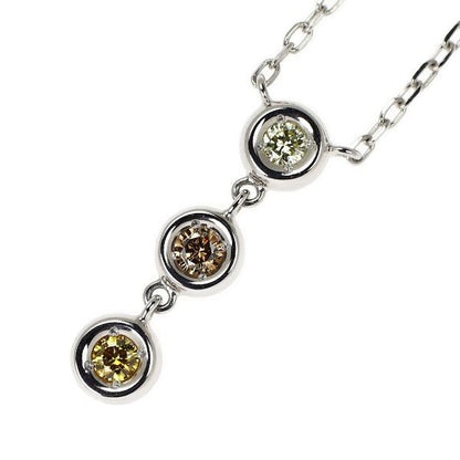 Mikimoto K18 white gold pendant necklace with three color diamonds totaling 0.16ct on a 39.5cm chain