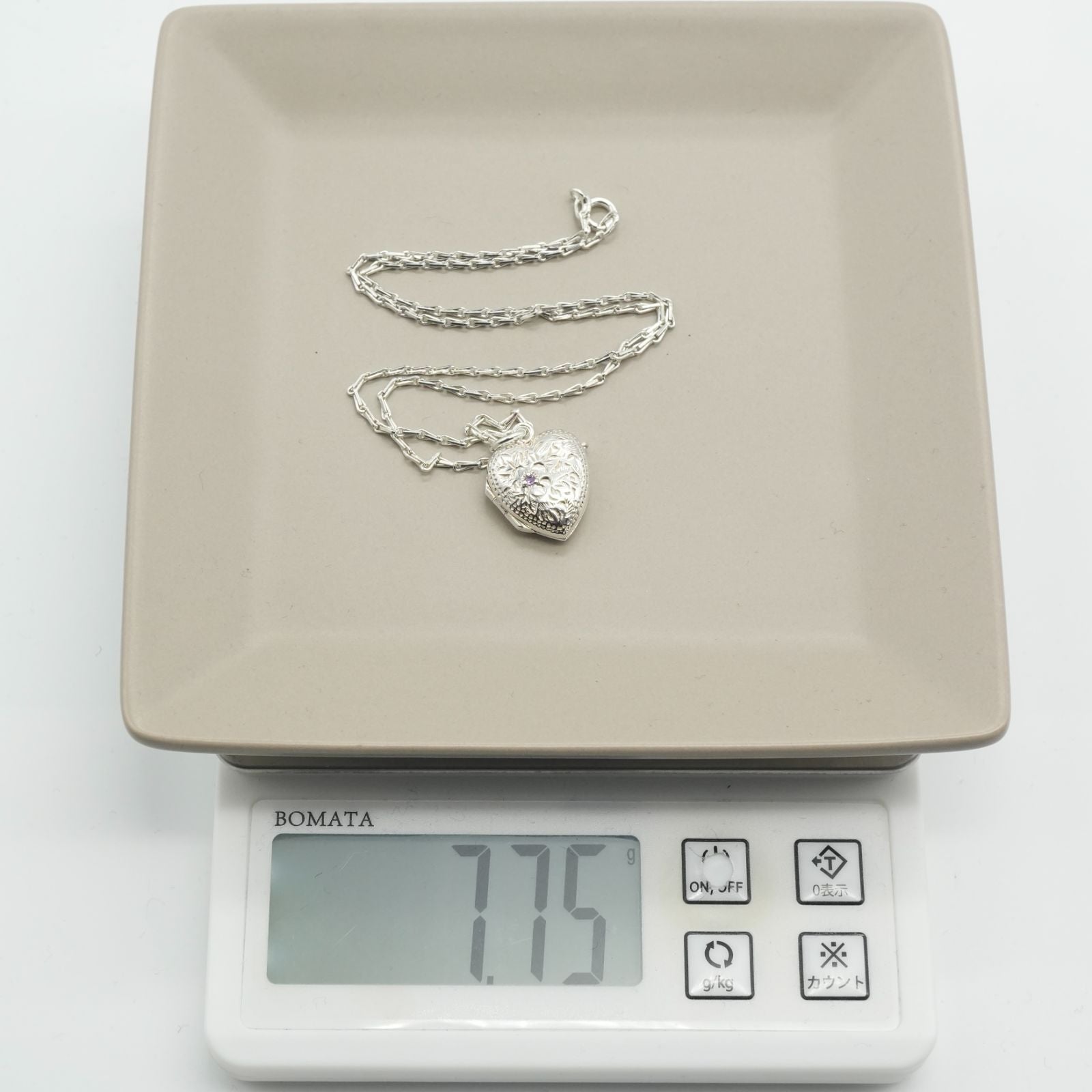 Agete Heart Rocket necklace with amethyst stone in 925 silver, cleaned and polished, size details shown in images