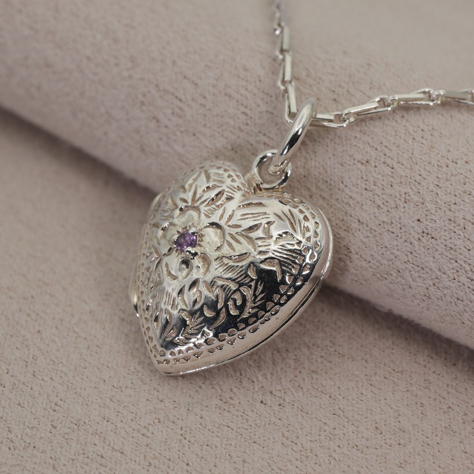 Agete Heart Rocket necklace with amethyst stone in 925 silver, cleaned and polished, size details shown in images