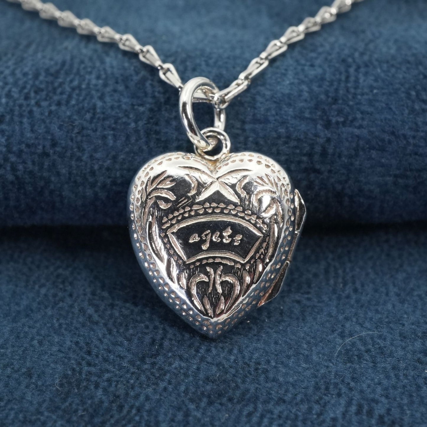 Agete Heart Rocket necklace with amethyst stone in 925 silver, cleaned and polished, size details shown in images