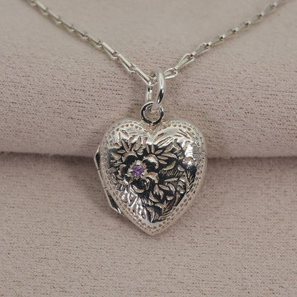 Agete Heart Rocket necklace with amethyst stone in 925 silver, cleaned and polished, size details shown in images