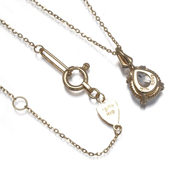 Agate necklace with quartz and 0.007ct diamond pendant set in 10K yellow gold on a 36/40cm chain