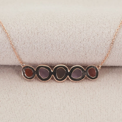 Agete K10 Skinny Multi-Color Necklace featuring multi-colored stones on a delicate gold chain
