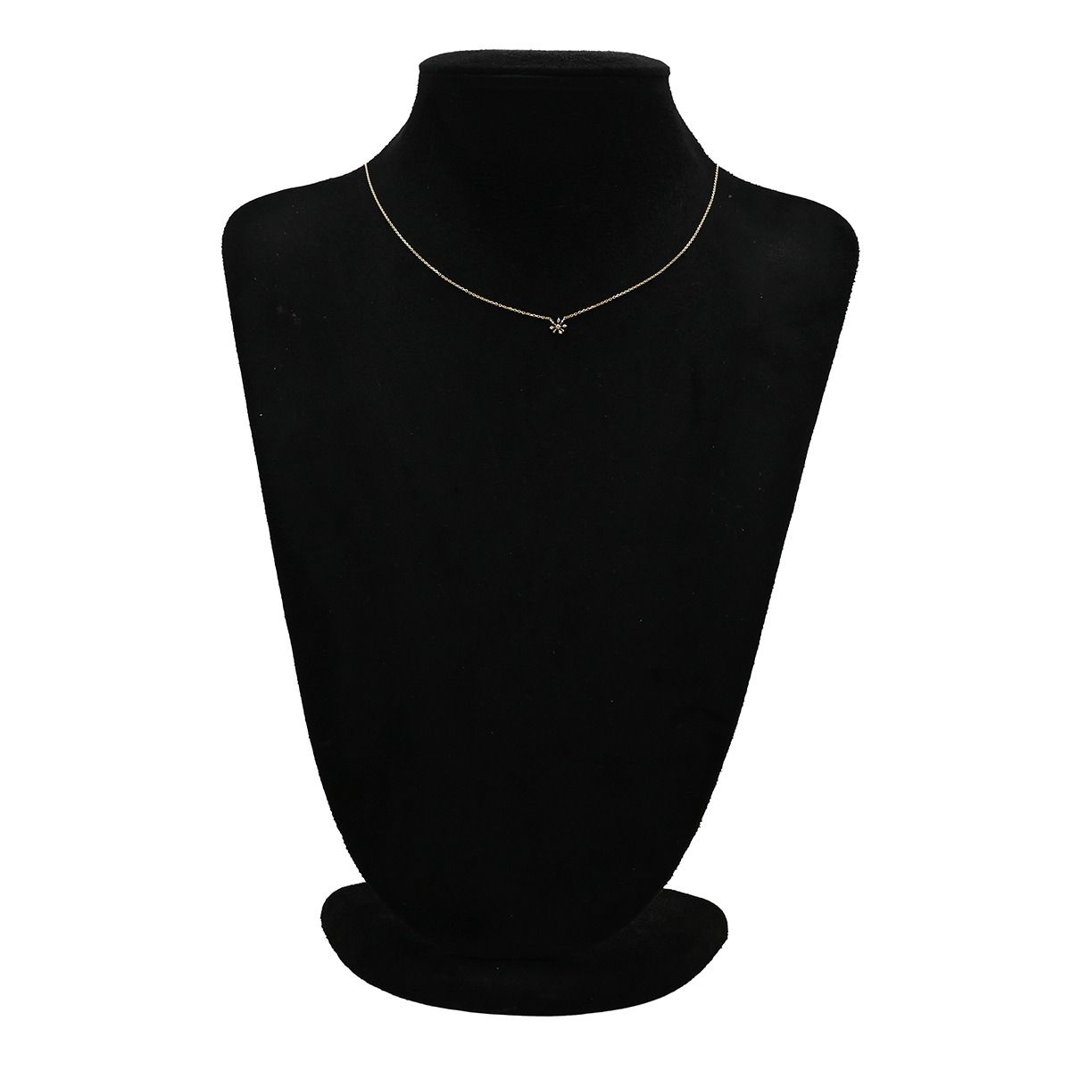 Agete Snowflake Necklace made of 10K yellow gold with a 0.03ct diamond, 40cm chain length