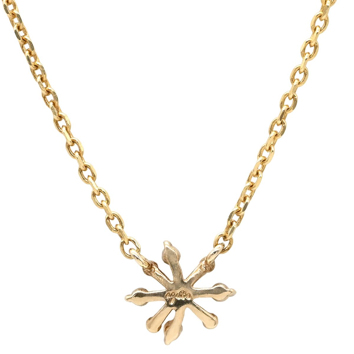 Agete Snowflake Necklace made of 10K yellow gold with a 0.03ct diamond, 40cm chain length