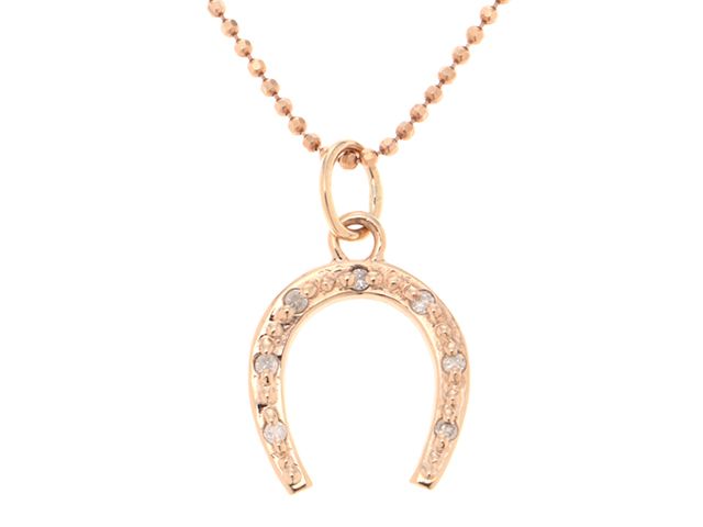 Agete necklace in 10K pink gold with 0.04 carat diamond and 38 cm chain, pendant size 11mm by 11mm