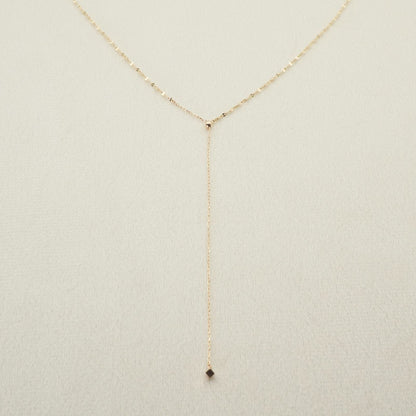 Agete Y-shape Slide Necklace Long K10 26-0087 in gold with a delicate y-shape pendant