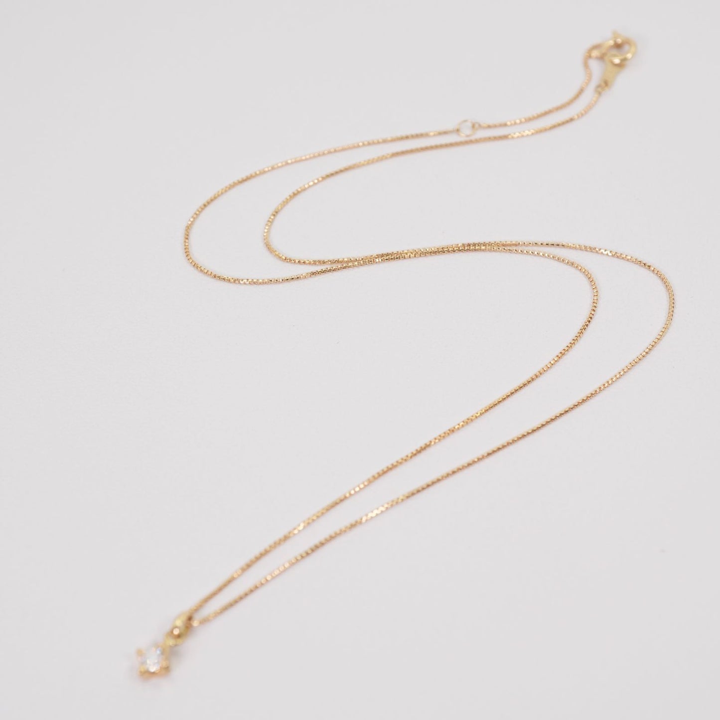 Agete K18 18K gold Venetian chain necklace with 0.05 ct diamonds, model Deeptsu 26-0814