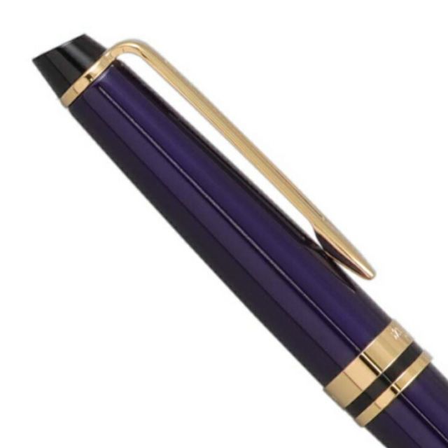 Waterman Expert Essential Blue Cyan Blue GT ballpoint pen with brass lacquered body and 23K gold plate trim
