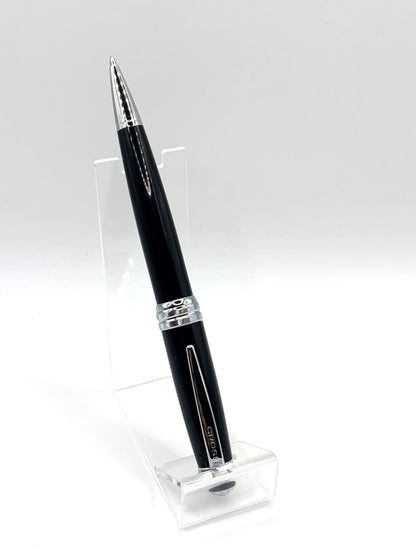 CROSS Bailey Black ballpoint pen with resin body and grooved center ring on white background