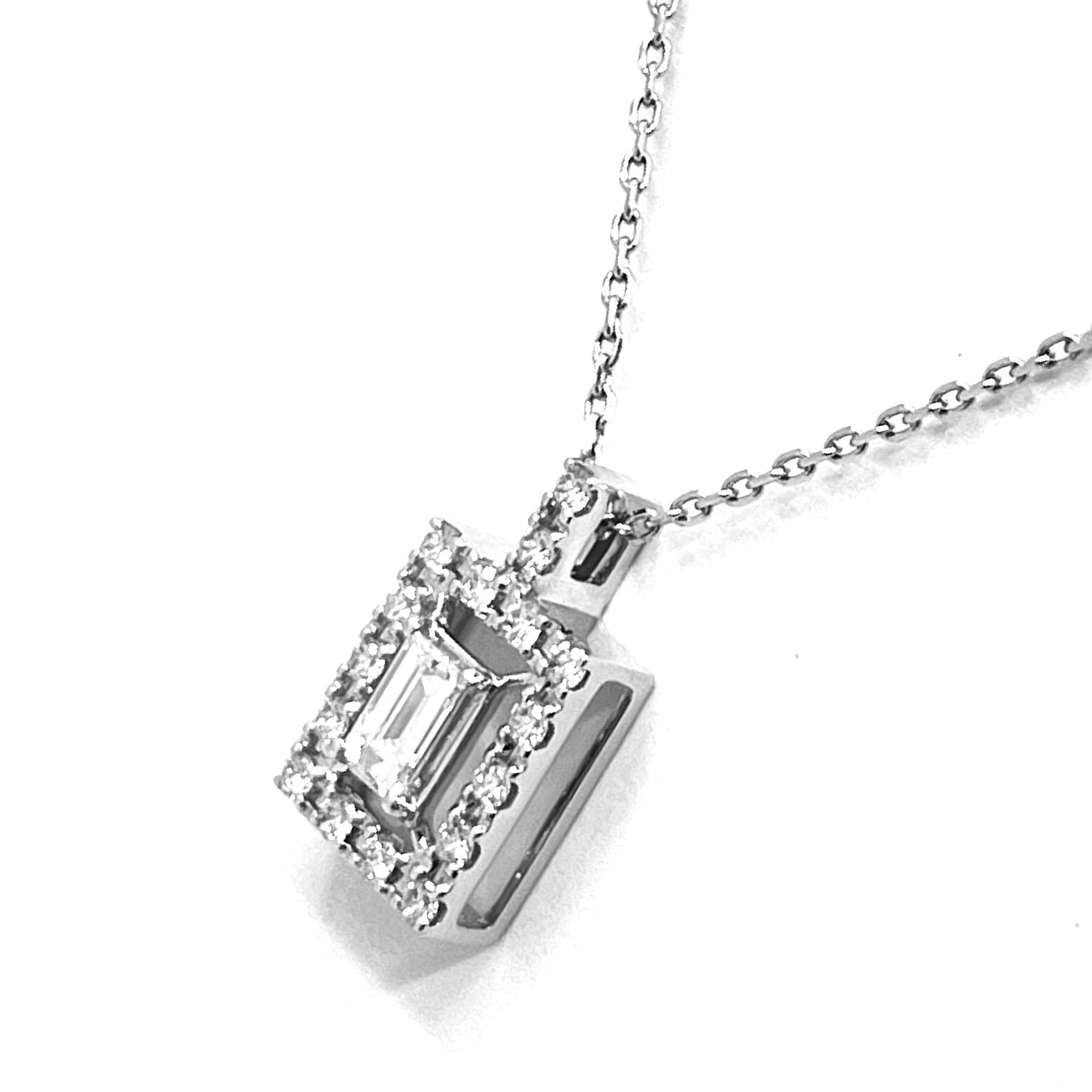Tasaki diamond necklace 0.33ct set in K18 white gold with 44cm chain and 13.3x8.0mm pendant