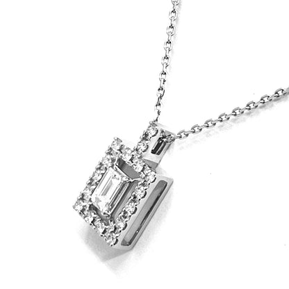 Tasaki diamond necklace 0.33ct set in K18 white gold with 44cm chain and 13.3x8.0mm pendant