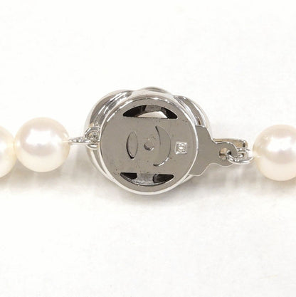 Tasaki Akoya pearl long necklace with 6.5-6.8mm pearls and silver clasp measuring 122cm