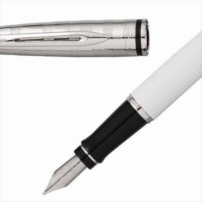 Waterman Expert DX White CT fountain pen with silver trim and medium nib