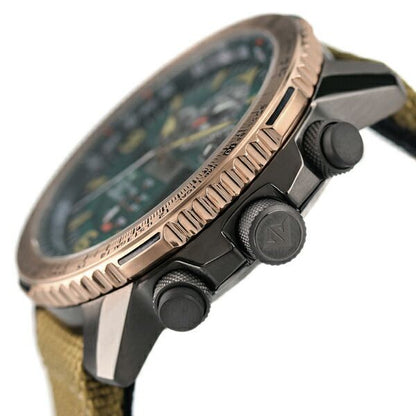 Citizen PROMASTER SKY Eco-Drive radio controlled watch JY8074-11X with beige nylon band and green liquid crystal dial