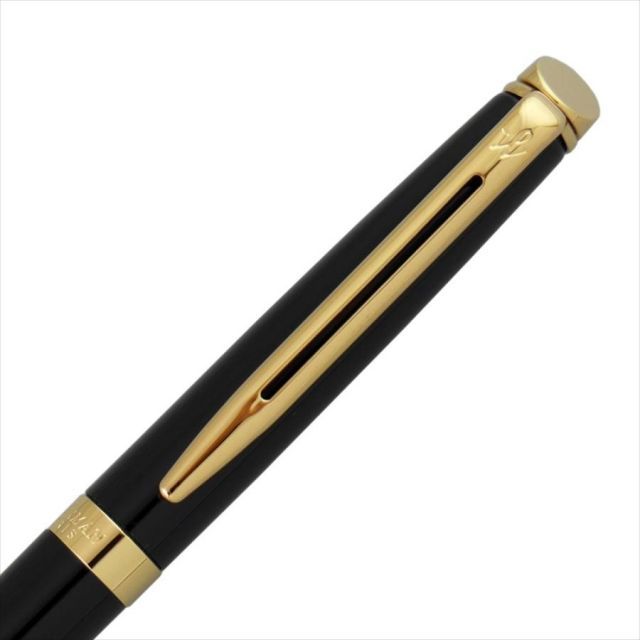 Waterman Metropolitan Essential Black GT ballpoint pen, sleek black finish with gold trim, 135mm length