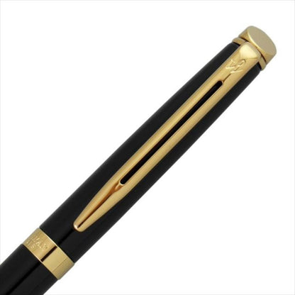 Waterman Metropolitan Essential Black GT ballpoint pen, sleek black finish with gold trim, 135mm length