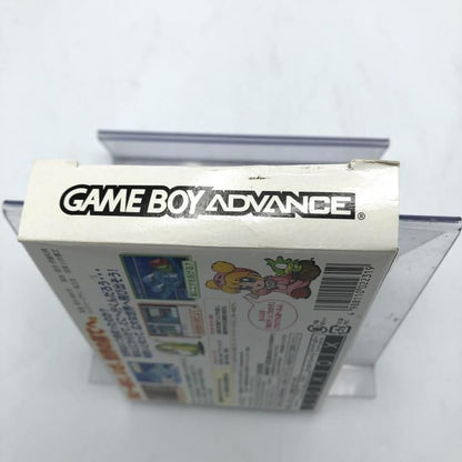 Game Boy Advance Sansera Narga 1x2 handheld console with outer box, torn manual, and scratched software
