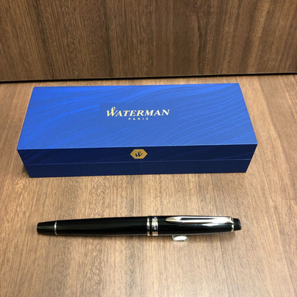 Waterman Expert Essential Black CT fountain pen with black lacquer brass body and stainless steel nib