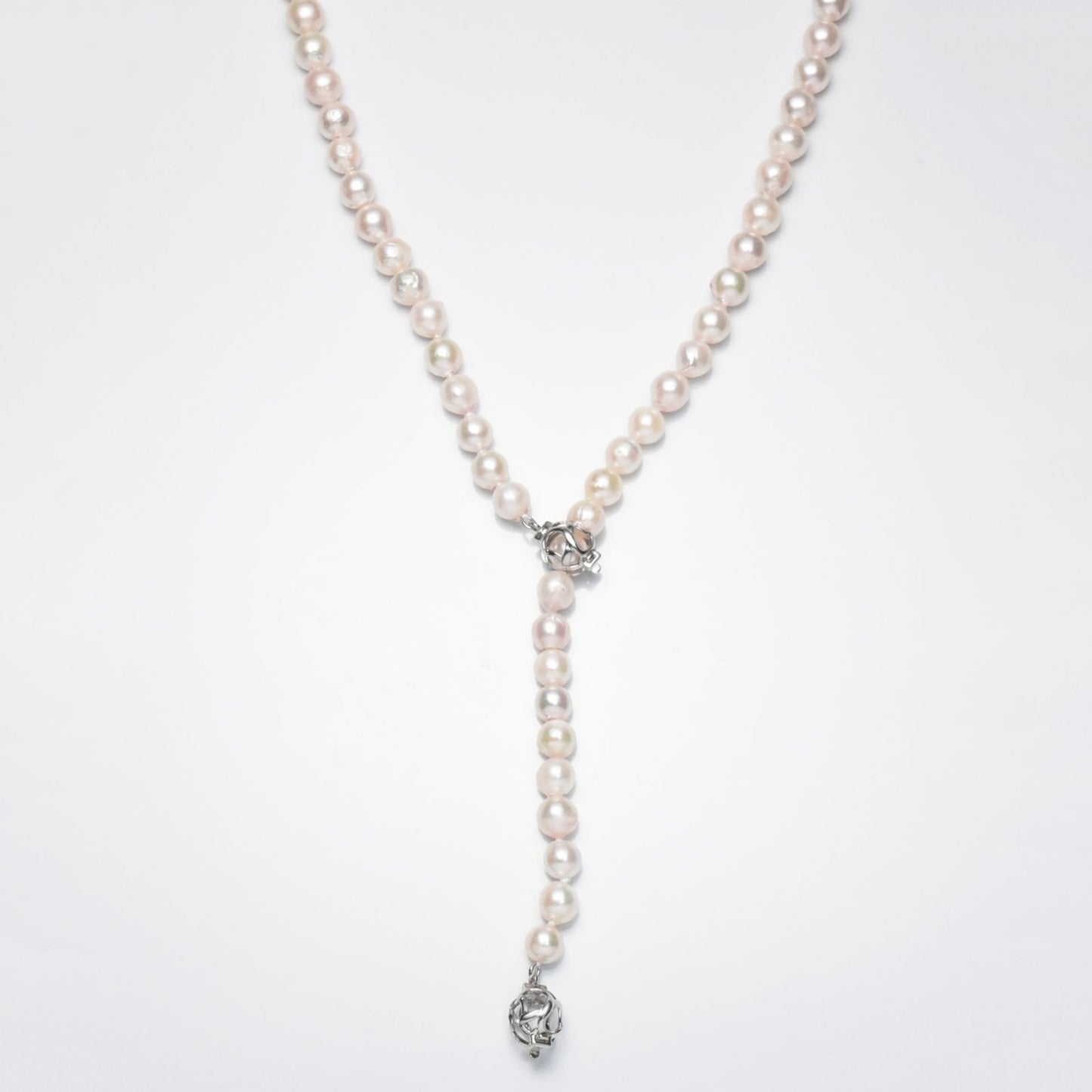 Akoya pearl 6-6.5mm baroque multiway long necklace with silver clasp measuring 80cm