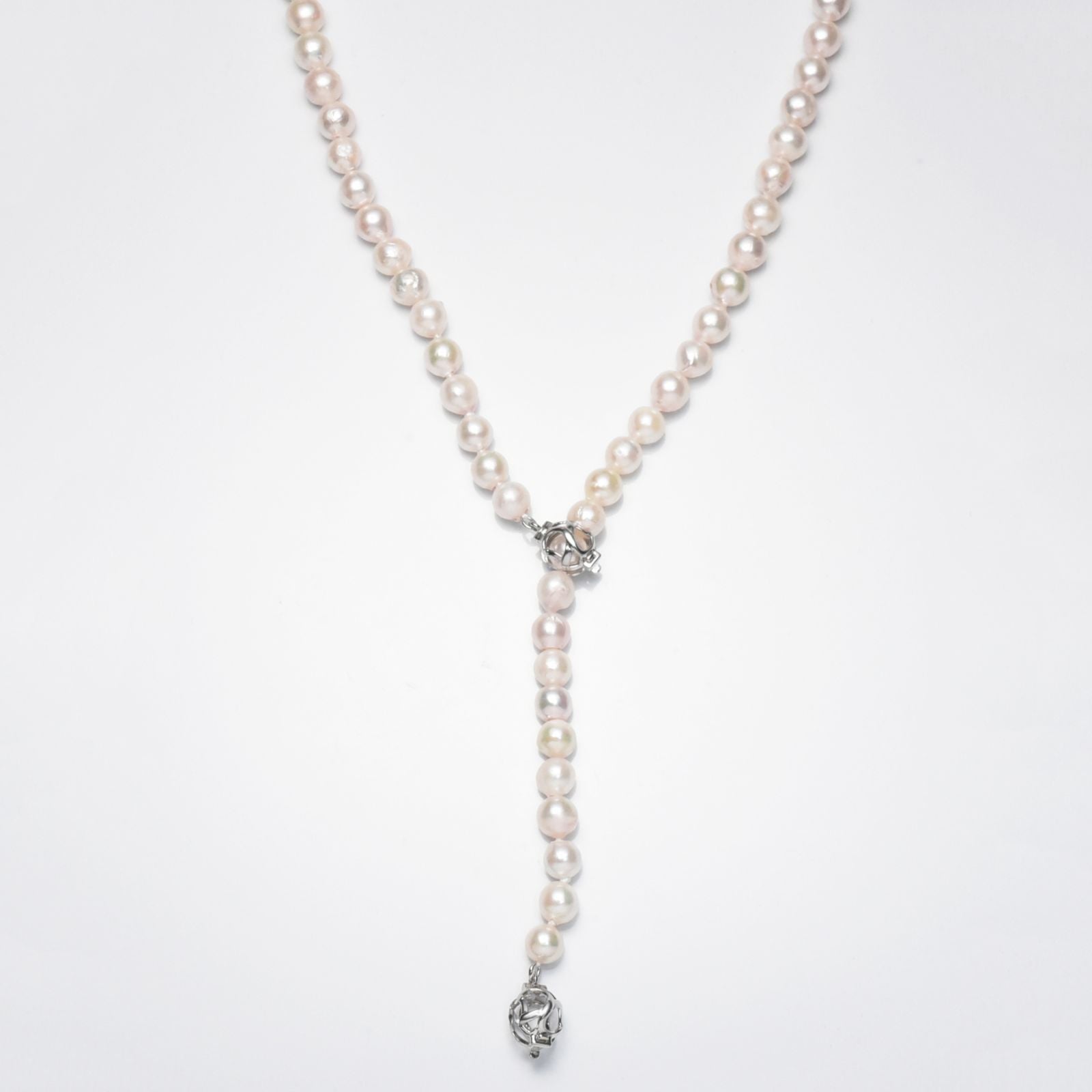 Akoya pearl 6-6.5mm baroque multiway long necklace with silver clasp measuring 80cm