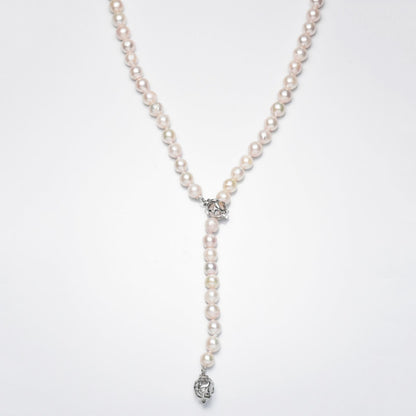 Akoya pearl 6-6.5mm baroque multiway long necklace with silver clasp measuring 80cm
