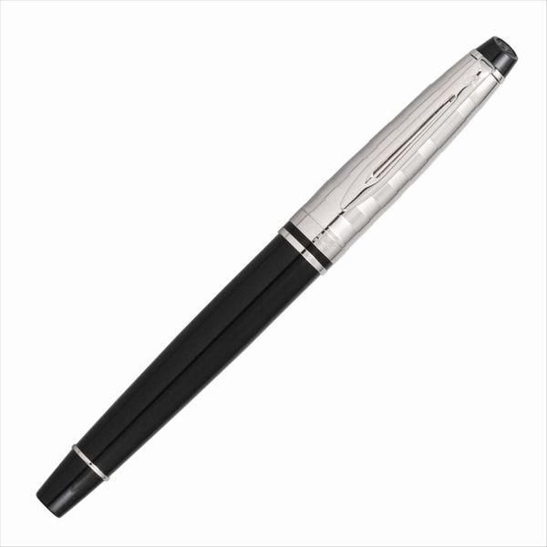 Waterman Expert DX Black CT fountain pen with medium stainless steel nib and gloss lacquer brass body