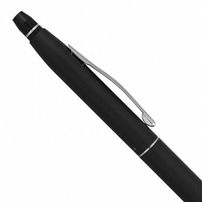 Cross Click AT0622-102 satin black ballpoint pen with brass body, stainless steel clip, shown with box