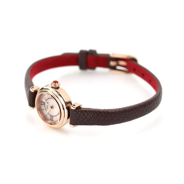 New Citizen EG7083-04W women's watch with pink dial, brown calf leather band, and rose gold stainless steel case