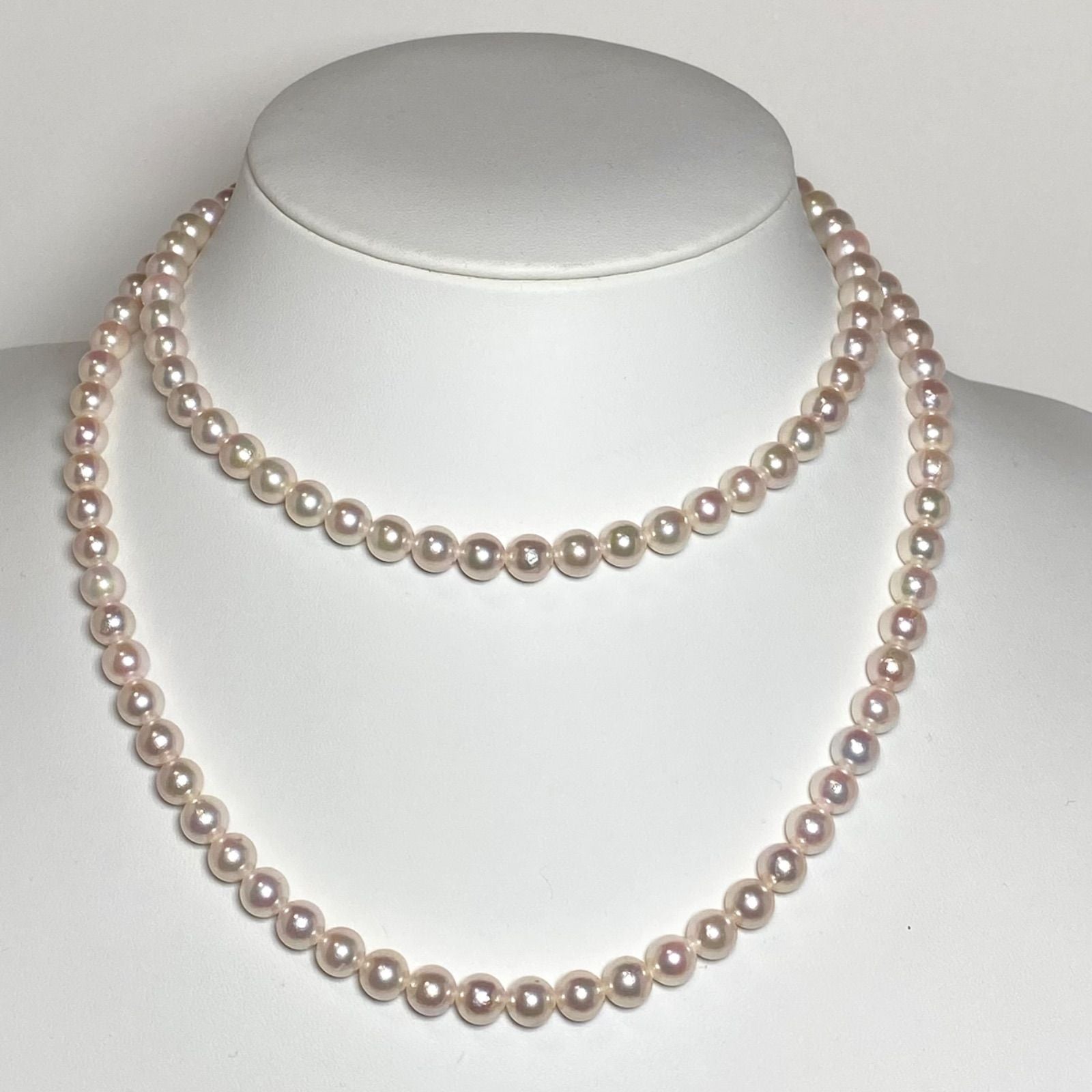 Akoya pearl Tenyo Class long necklace with 6.5-7.0mm pearls measuring 80cm