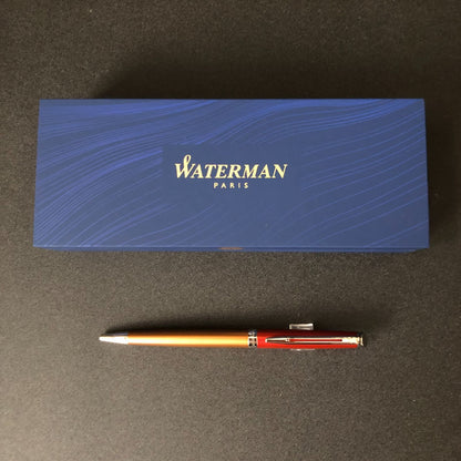 WATERMAN Metropolitan Essential Sunset Orange ballpoint pen with stainless steel lacquer finish and palladium plated trims