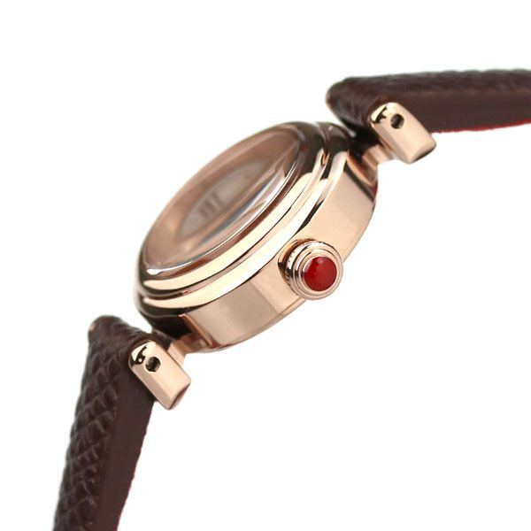 New Citizen EG7083-04W women's watch with pink dial, brown calf leather band, and rose gold stainless steel case