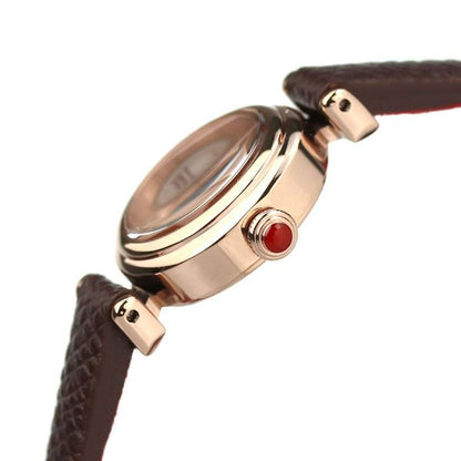 New Citizen EG7083-04W women's watch with pink dial, brown calf leather band, and rose gold stainless steel case