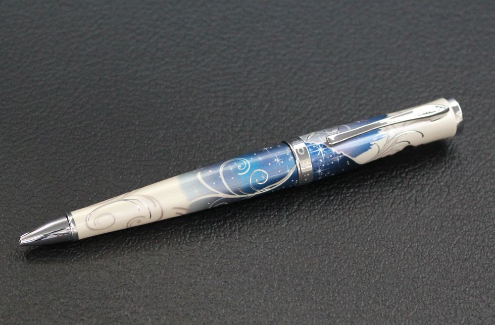 CROSS Cinderella Limited Edition ballpoint pen with silver and blue finish, cap on, displaying classic elegant design