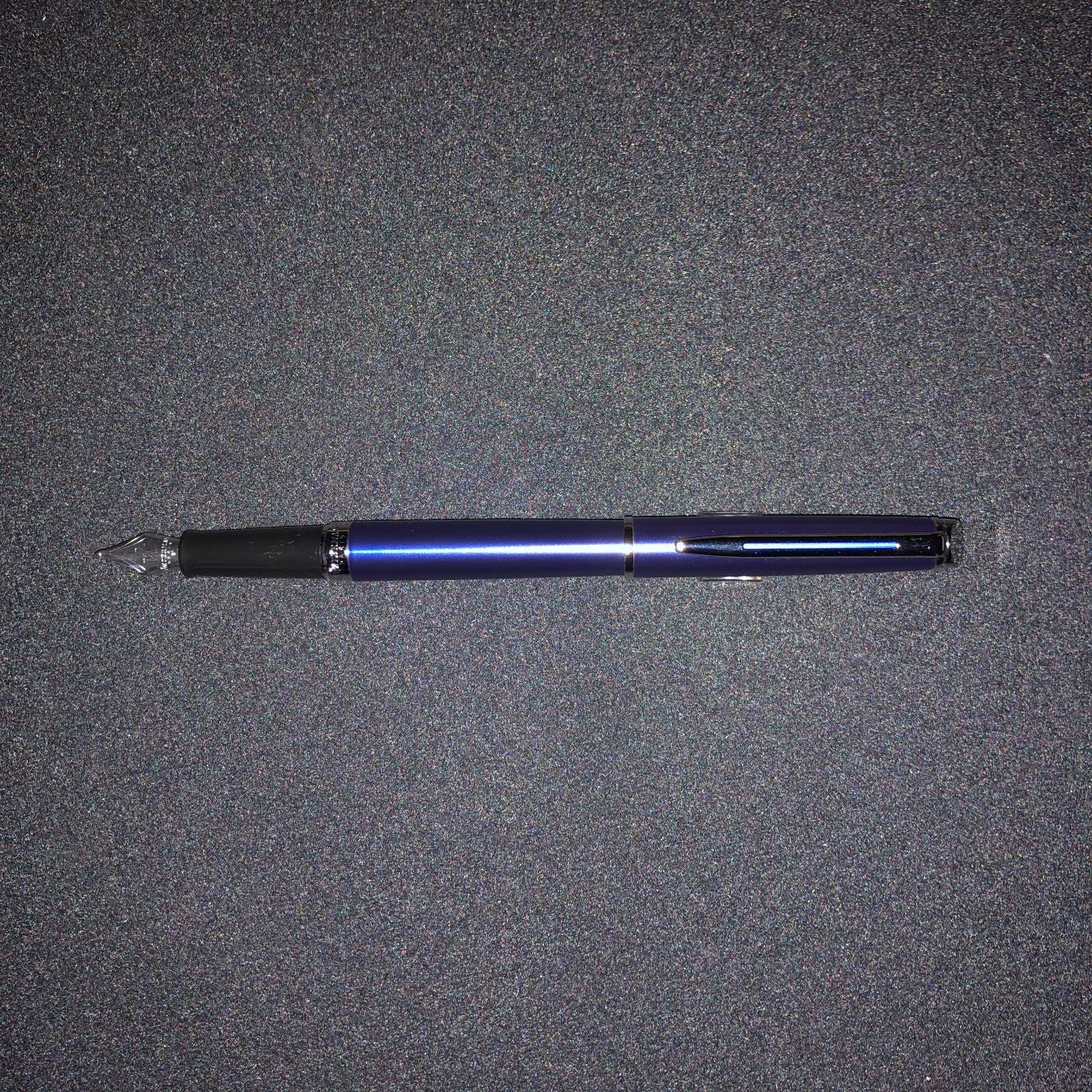 WATERMAN Metropolitan Essential Fountain Pen in bright blue with stainless steel satin lacquer finish and fine nib