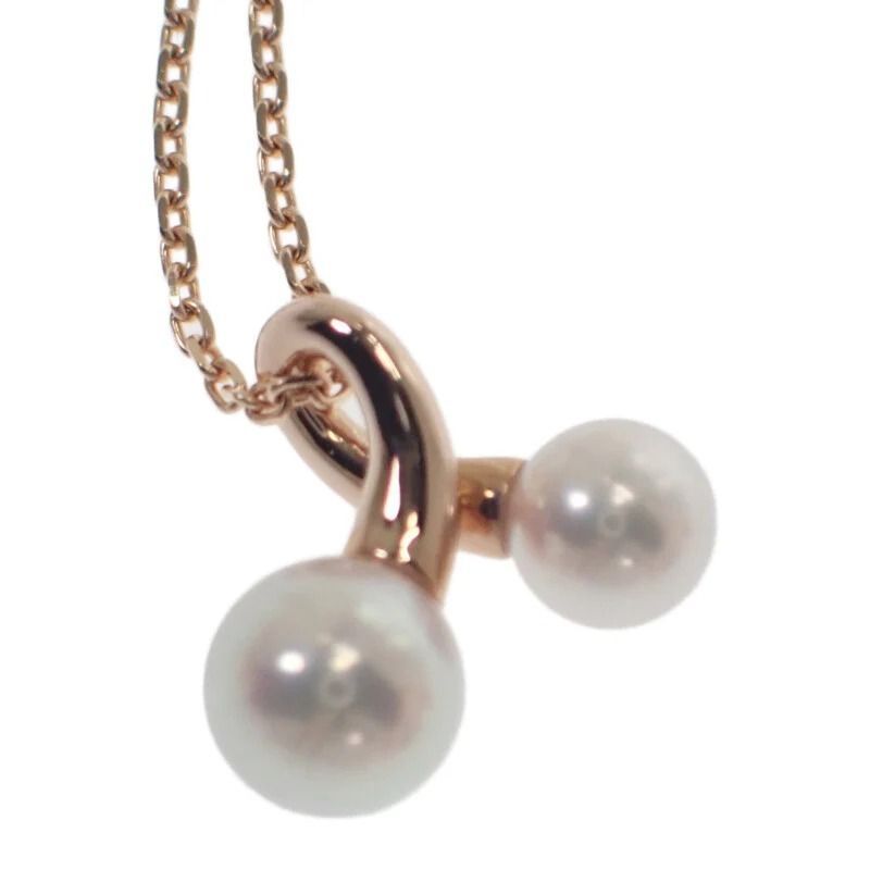 Akoya pearl pendant featuring a 4.1 to 5.1 mm pearl set in K18 pink gold with motif size 11.0 x 10.0 x 5.0 mm