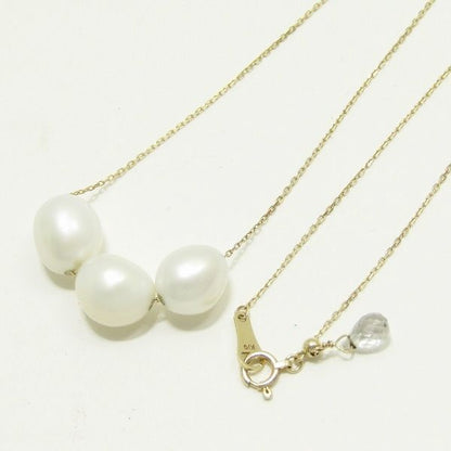 agete pearl necklace made of 10 karat gold K10 weighing 4.1g with adjustable 48cm chain in gold color