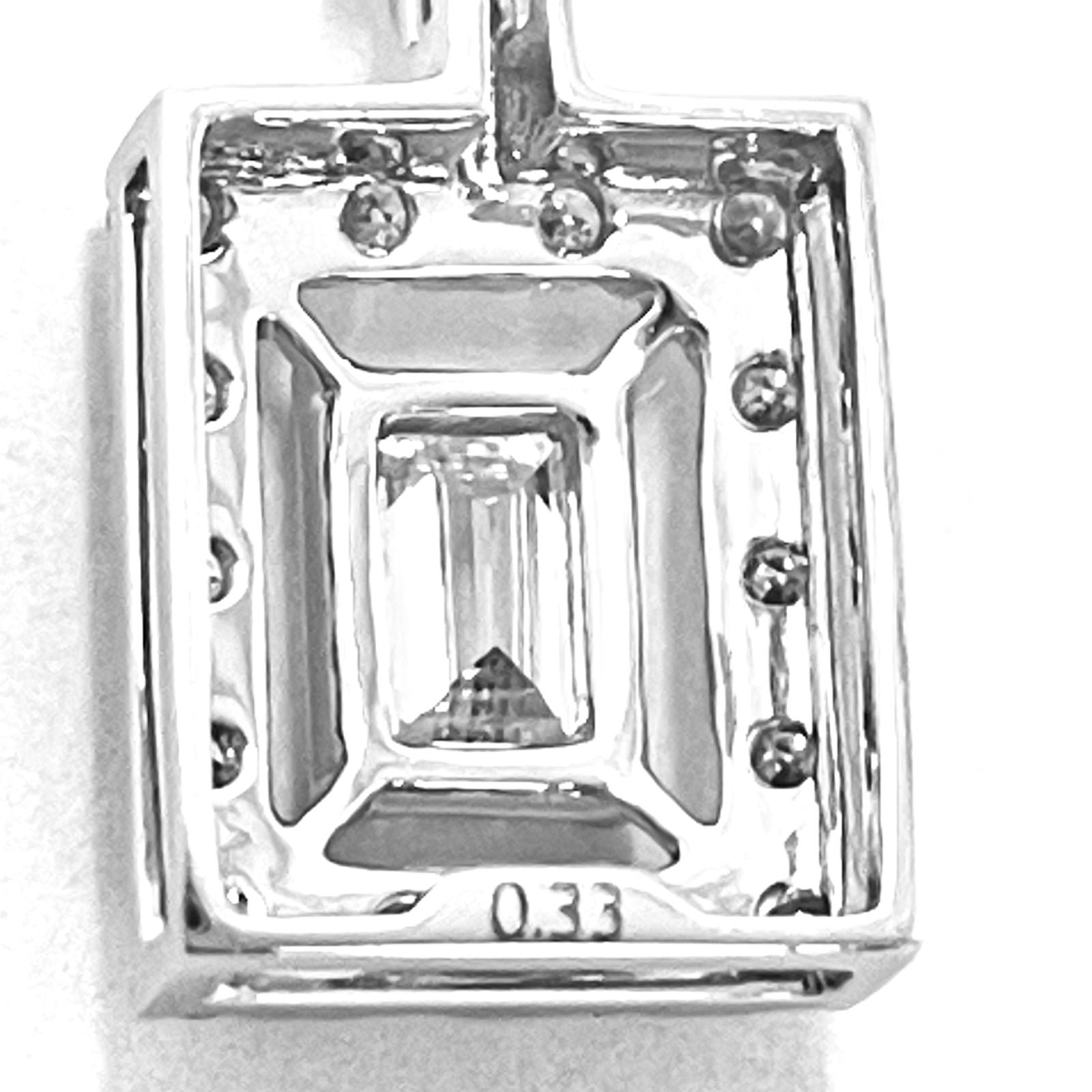 Tasaki diamond necklace 0.33ct set in K18 white gold with 44cm chain and 13.3x8.0mm pendant