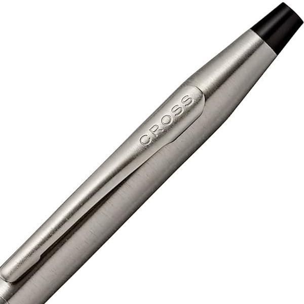 CROSS Classic Century ballpoint pen in titan gray with brass body and black grip, twist mechanism, 135mm length