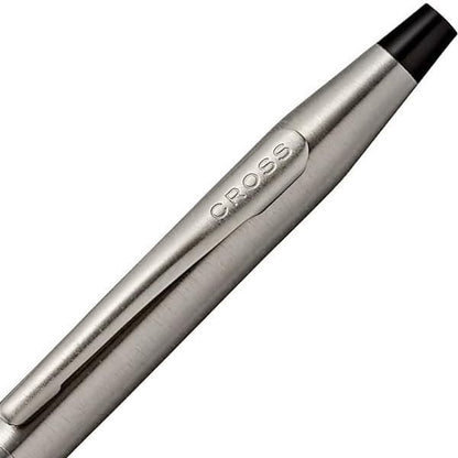 CROSS Classic Century ballpoint pen in titan gray with brass body and black grip, twist mechanism, 135mm length