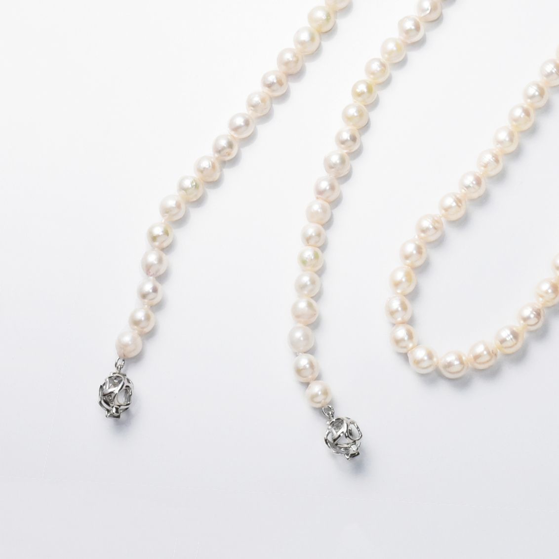 Akoya pearl 6-6.5mm baroque multiway long necklace with silver clasp measuring 80cm
