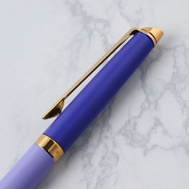 Waterman Metropolitan Essential Purple GT 0.7mm ballpoint pen with purple brass lacquer body and gold-plated trim