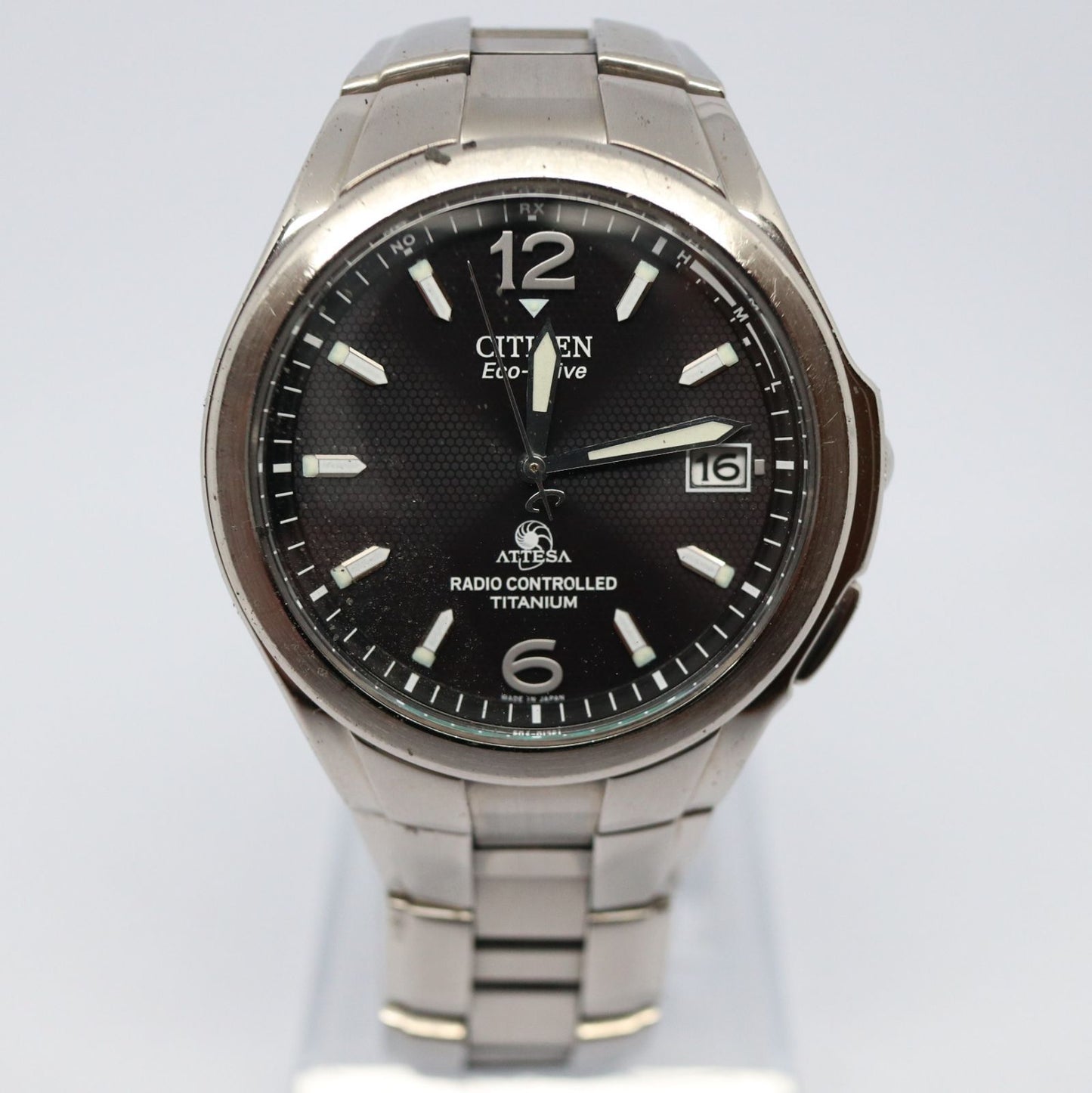 Citizen Attesa H410-T003788 Eco Drive radio signal reception watch with titanium case and bracelet
